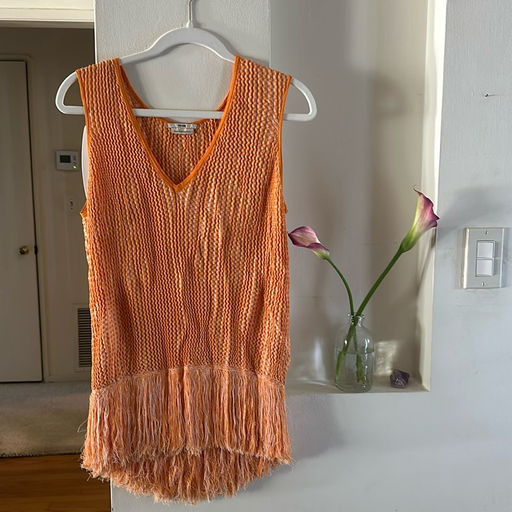 Edun orange white knit top sample unique